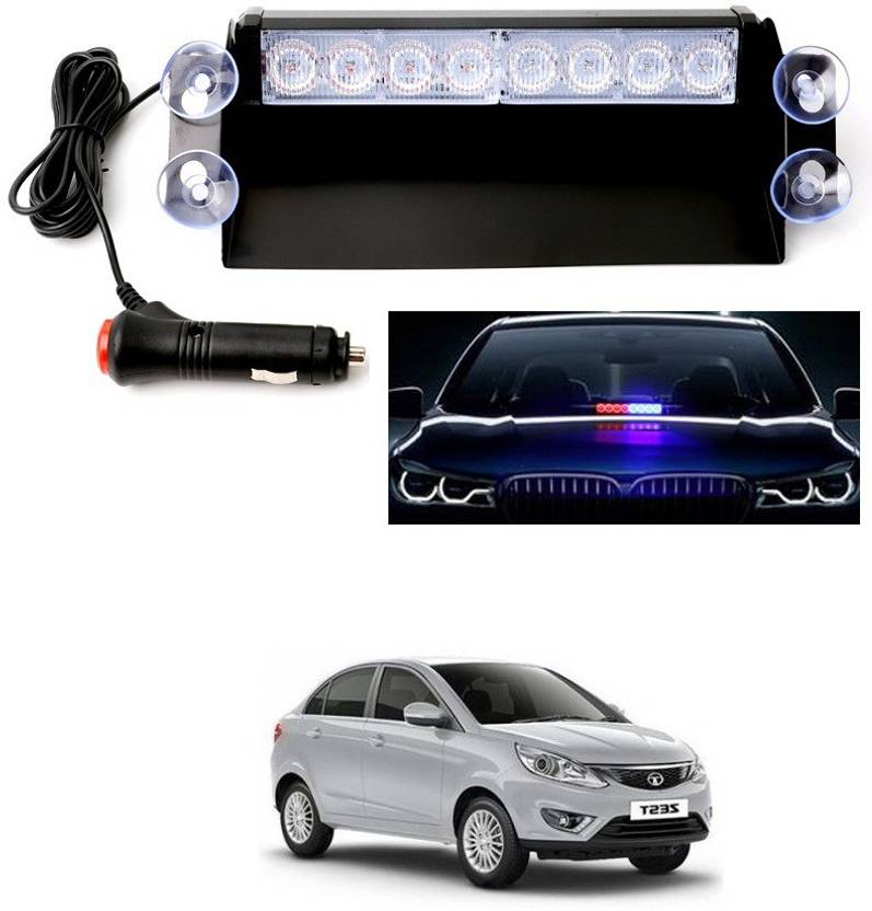 Qiisx 8 LED Police Car Flashing Lights for Zest Interior Light Car LED