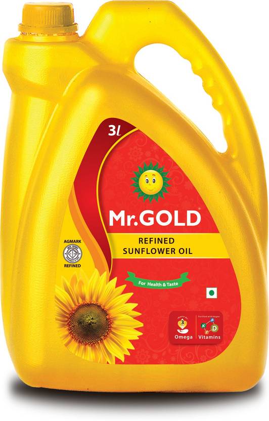 Mr. Gold Refined Sunflower Oil Can,3L Sunflower Oil Can Price in India