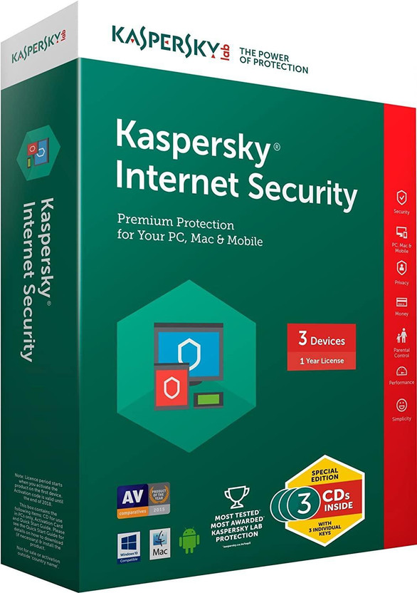 Kaspersky Internet Security 3 User 1 Year (Renewal)(CD/DVD)