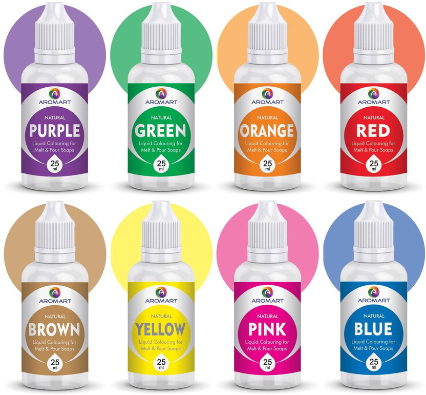 Aromart DIY Liquid Soap Making Colours for Melt & Pour Soaps - Set of 8 (25 ml each)(8 x 25 g)