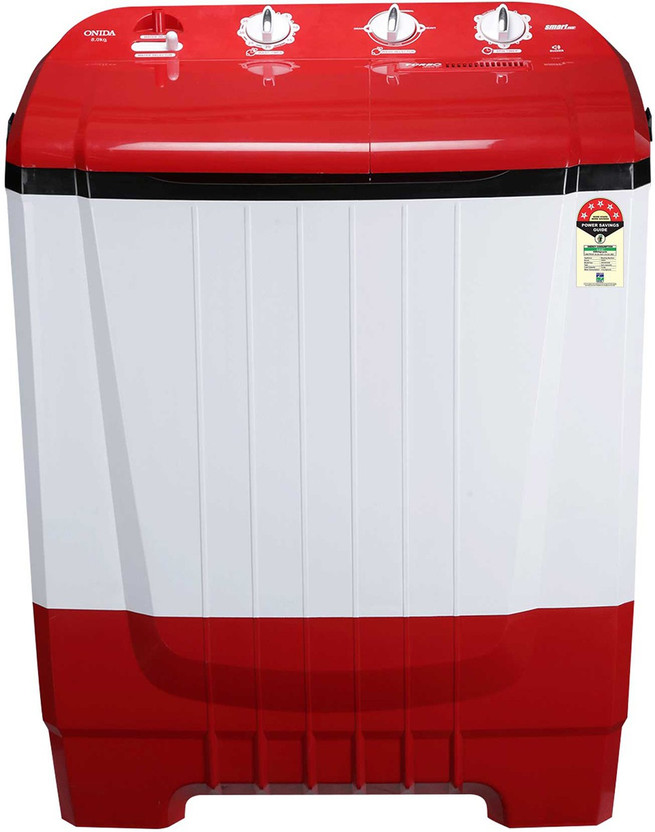 ONIDA 8 kg 5 Star Rating, Auto Scrubber Semi Automatic Top Load Washing Machine Red(S80ONR)