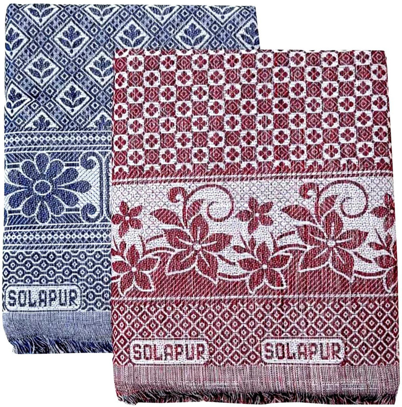 gouri textiles solapur manufacturer Floral Queen Top Sheet for  Mild Winter(Cotton, Red, Blue)