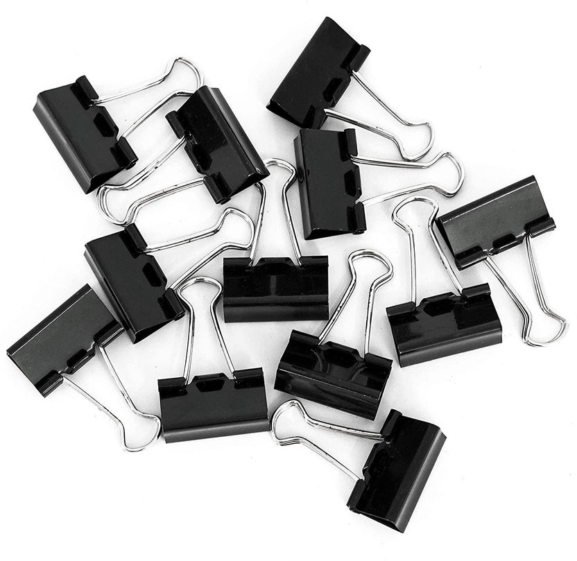 IKIS Paper Binder small Stainless Steel BINDER CLIP(Set of 12, Black)