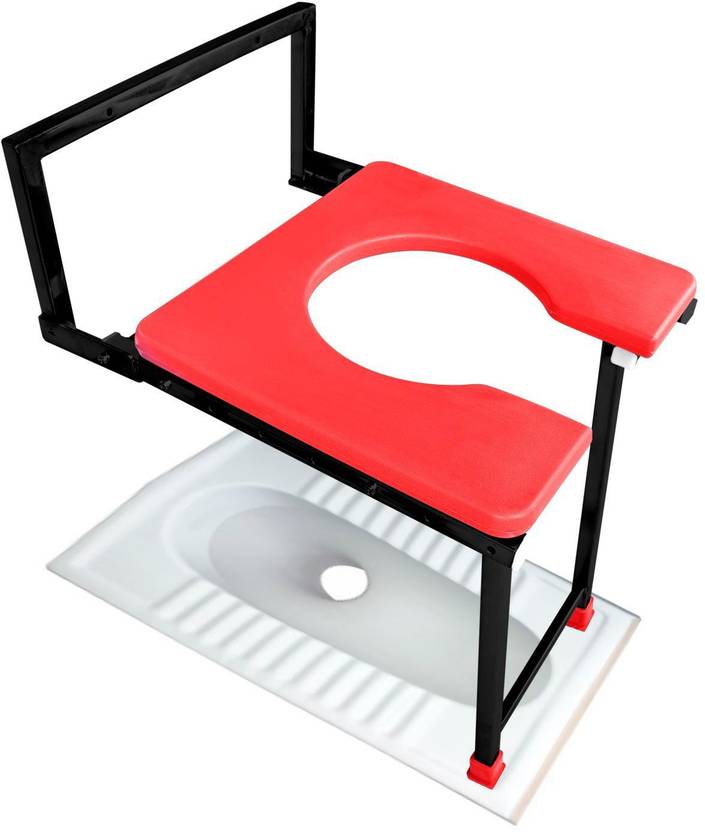 NEOSAFE Heavy Duty Mild Iron Steel Wall Mounted Commode Stool & Shower