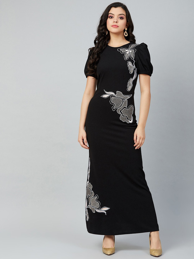 ATHENA Women Sheath Black Maxi/Full Length Dress