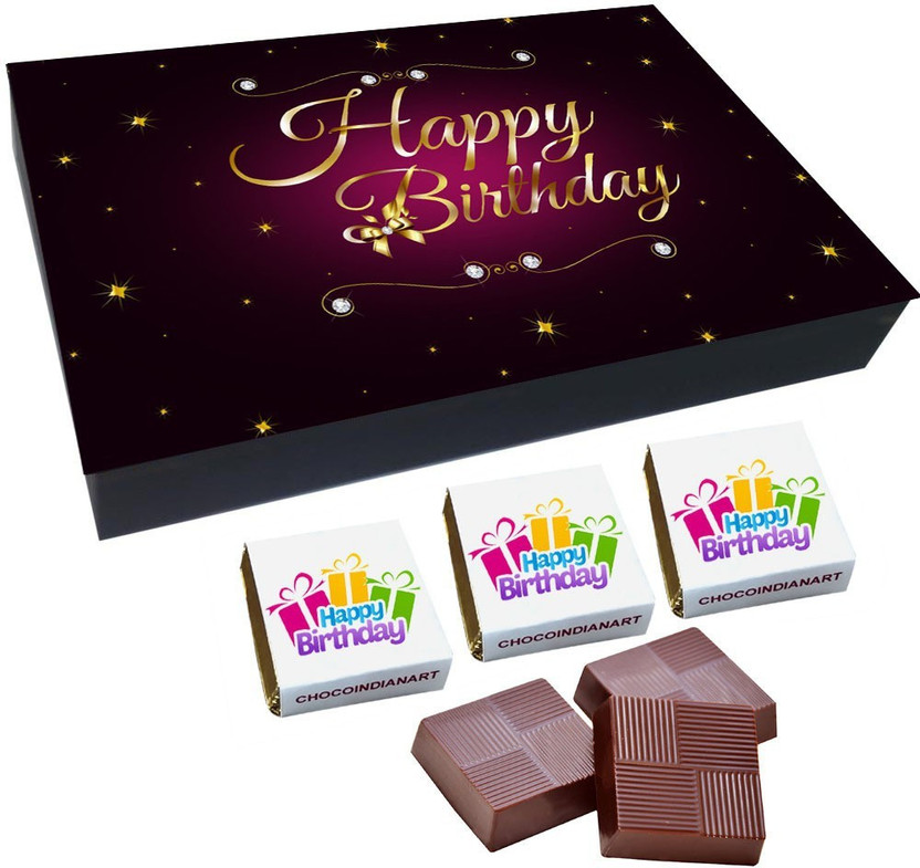 CHOCOINDIANART Happy BirthDay, 12 Chocolate Very Nice Gift Box, Truffles(12 Units)