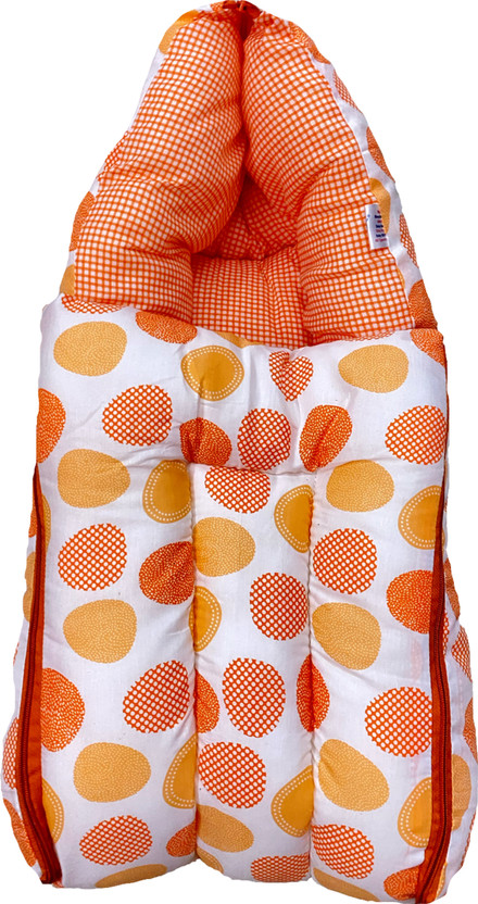 Kid's Charm Kid’s Charm 3 in 1 Baby's Cotton Bed Cum Carry Bed Printed Baby Sleeping Bag-Baby Bed-Infant Portable Bassinet-Nest for Co-Sleeping Unisex Baby Bedding for New Born 0-8 Months Old (Ovally Orange) 3 in 1 Carry Bed with Carry Bag Luxury Crib(Fabric, Orange)