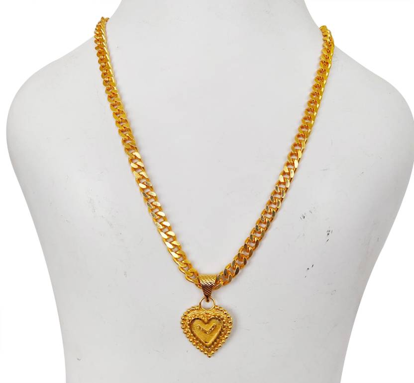 Fashioncraft Beautiful Design Love Heart Pendant With Golden Chain For Girls Women Inch Gold Plated Alloy Pendant Set Price In India Buy Fashioncraft Beautiful Design Love Heart Pendant With Golden Chain For Girls Women