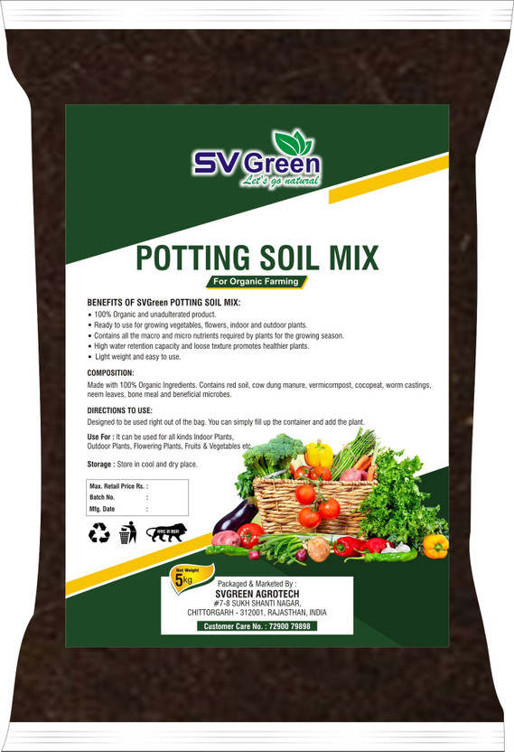 svgreen POTTING SOIL MIX For Plants Potting Mixture(5000 g, Powder)