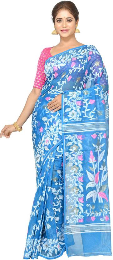 soft dhakai jamdani saree flipkart