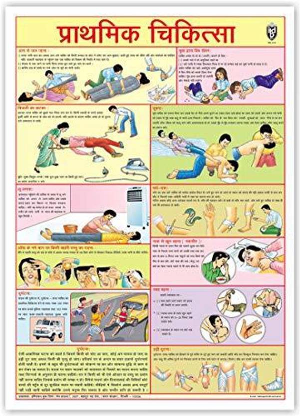 First Aid (Hindi) Chart (Size 70 X 100 Cms) Without Pvc Rollers