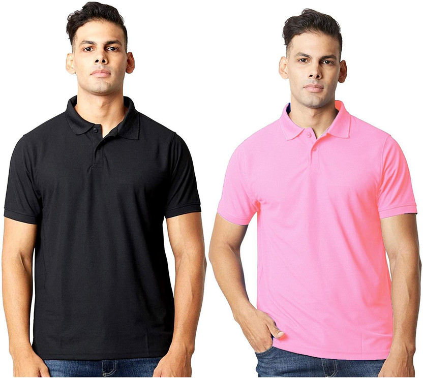 Mens black and pink polo shirts Clearance