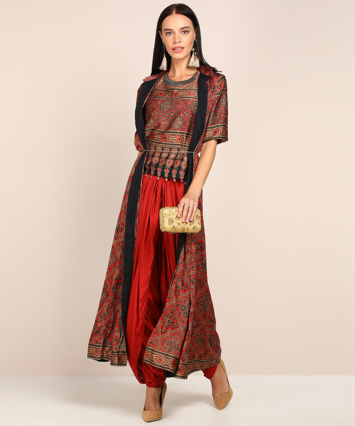 BIBA Women Ethnic Jacket, Top and Dhoti 