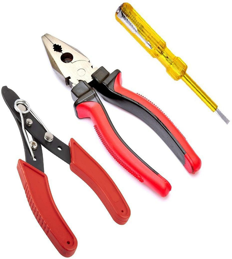 Paradise Tools India Hand Tool Kits (Plier, Wirecutter, Line Tester) 3-Pcs. Combo Hand Tool Kit(3 Tools)