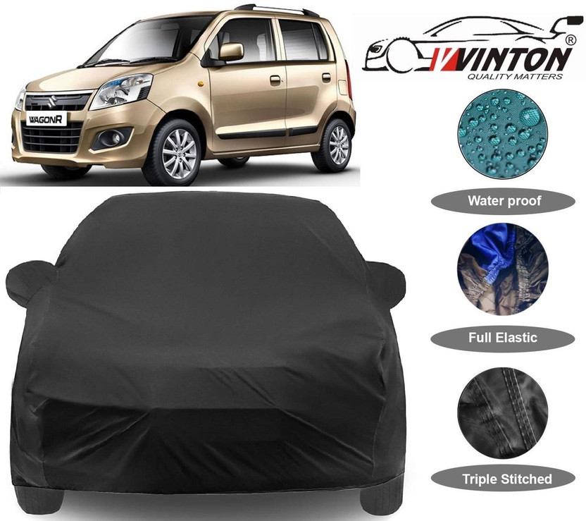 V VINTON Car Cover For Maruti Suzuki WagonR (With Mirror Pockets)(Black, For 2019, 2018, 2017, 2018, 2016, 2015, 2014, 2013, 2012, 2011, 2010 Models)