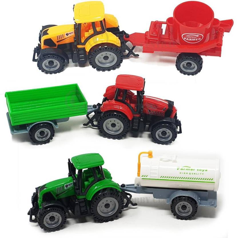 Hobby Central Tractor Toy, Farm Tractor with trolley, Farm Toys for
