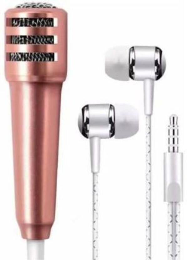 GUGGU KDC_573O_ Karaoke Singing Microphone Metal Sing Mic for Phone, for Computer, for PC Audio Cable with Stereo Earphone Compatible with all smart & IOS devices Microphone
