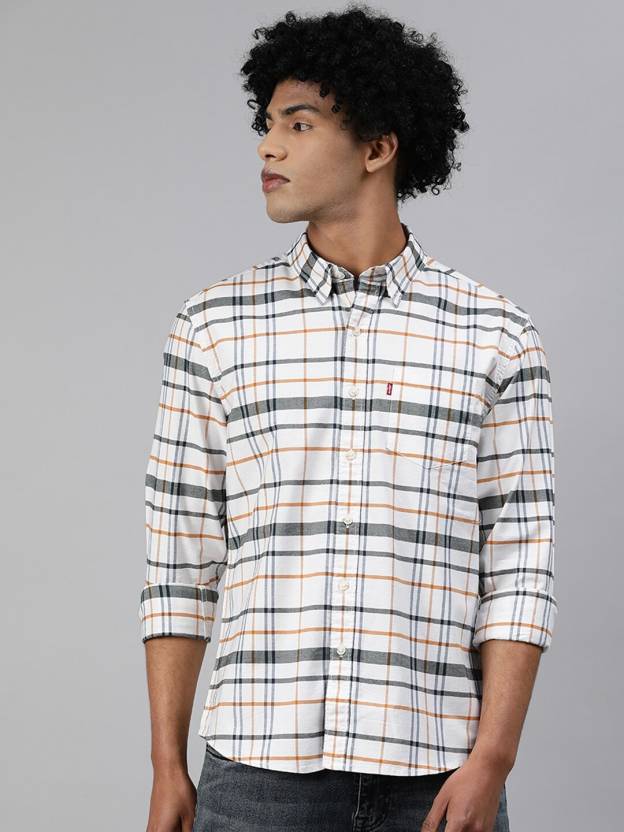 LEVI'S Men Checkered Casual Cream Shirt - Buy LEVI'S Men Checkered Casual Cream  Shirt Online at Best Prices in India 