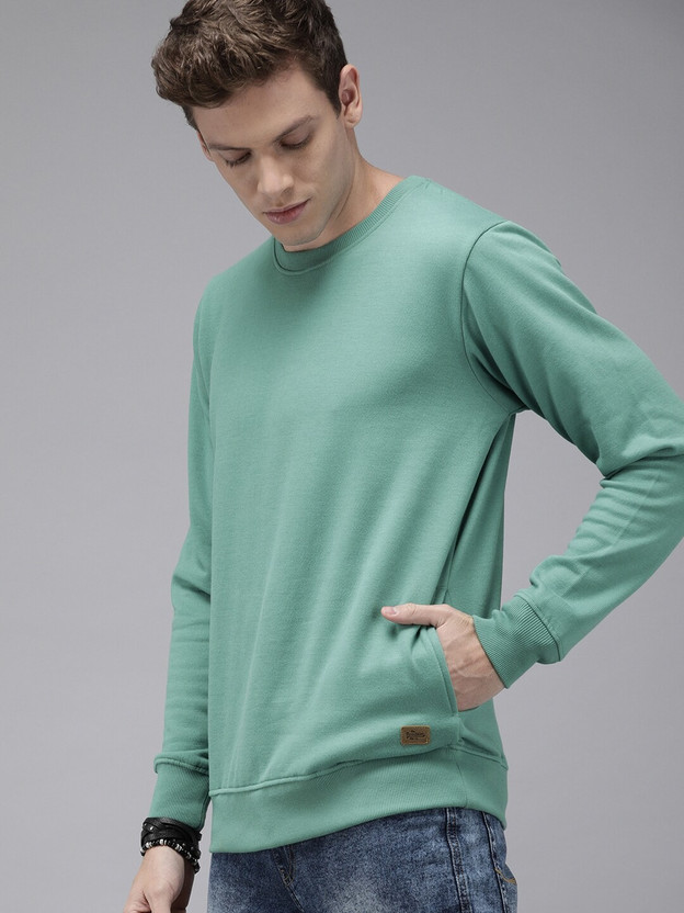 Sleeve Solid Men Sweatshirt 