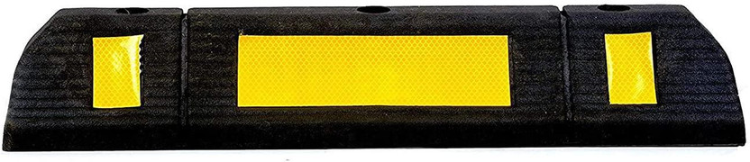 Ladwa Pack of 1 Rubberised Car Wheel Parking Stopper for Garage Floor and Stops the Tires, Rubber Parking Curbs Protect Vehicle Bumpers with Reflective Yellow Tape Curb Emergency Sign(Reflective Sign)