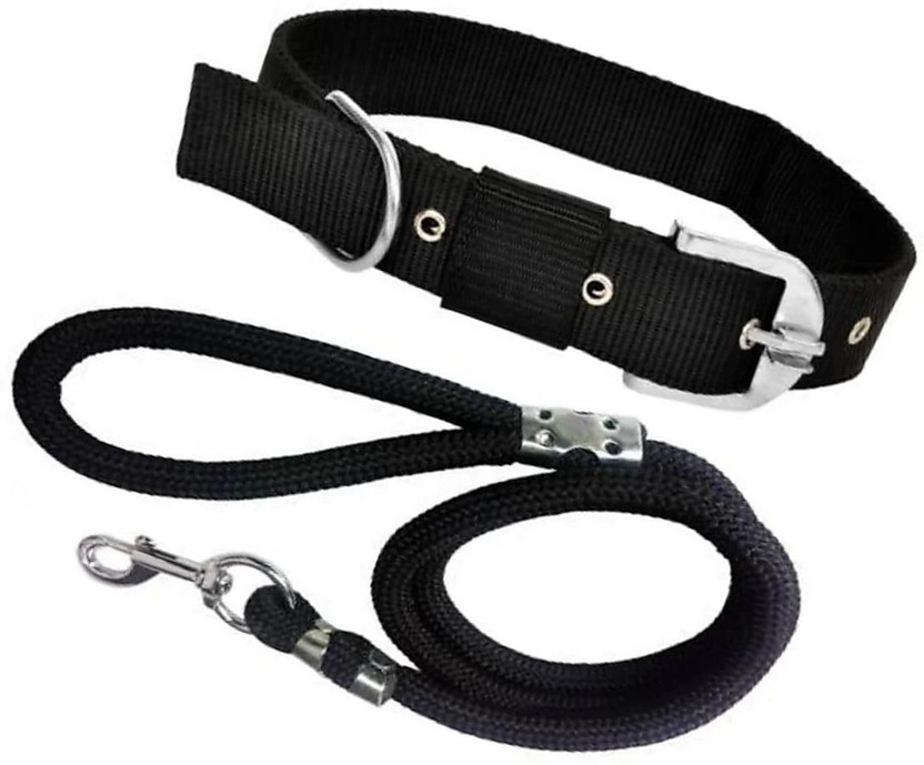 SENAPATI Belts Neck and Rope Set (Waterproof, Medium Dog Collar & Leash(Medium, Black)