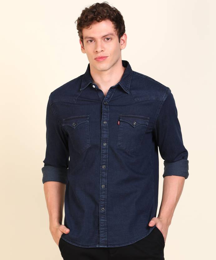 LEVI'S Men Solid Casual Blue Shirt - Buy LEVI'S Men Solid Casual Blue Shirt  Online at Best Prices in India 