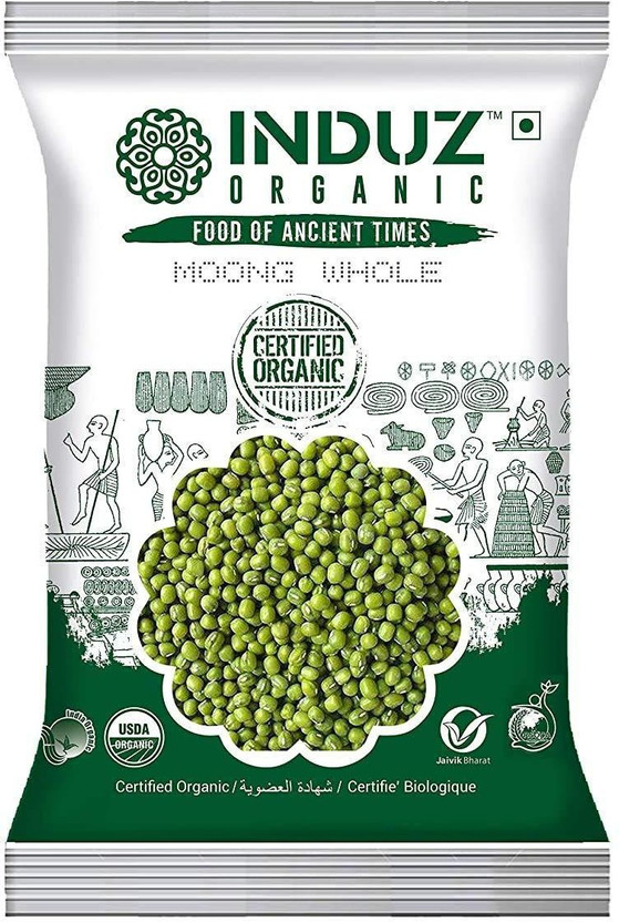 INDUZ ORGANICS Organic Moong Dal (Whole)(1 kg)