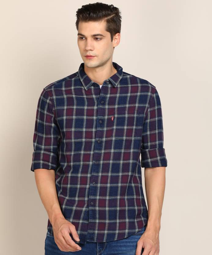 LEVI'S Men Checkered Casual Purple Shirt - Buy LEVI'S Men Checkered Casual  Purple Shirt Online at Best Prices in India 
