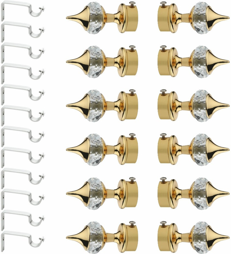 Panthera Gold Rod Rail Bracket, Curtain Knobs Metal(Pack of 24)