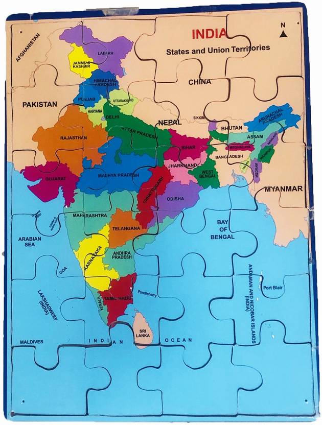 TechBlaze Wooden Indian Map Puzzles for Kids identifier Board Map