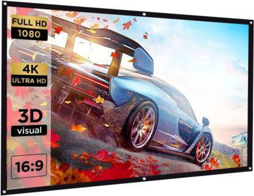 royality 73 inch Eyelet Screen,4K HD 16:9 Portable Video Projector Screen Foldable Anti-Crease Indoor Outdoor Projection Screen for Home, Office, Classroom (64" Inch (W) x 36" Inch (H)) Projector Screen (Width 64 cm x 36 cm Height)