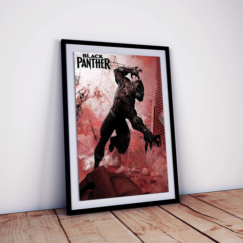 Black Panther Hollywood Movie Poster Framed Wall Art (Multicolour, 12 X 18 inch, Framed) Paper Print(18 inch X 12 inch)