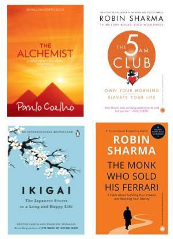 The Monk Who Sold His Ferrari + IKIGAI + The 5 AM Club + The Alchemist