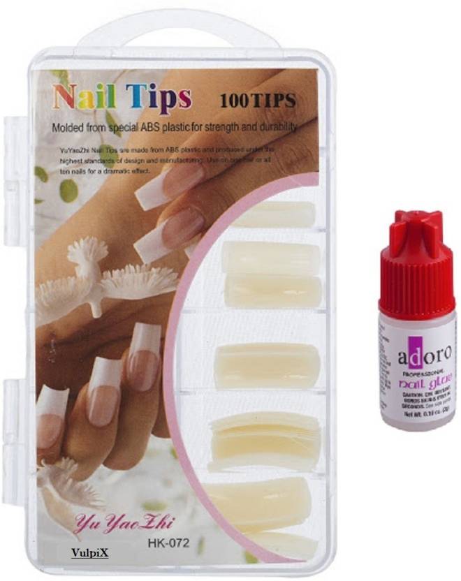 VULPIX Reusable Acrylic Artificial Nails with Glue White - Price in ...