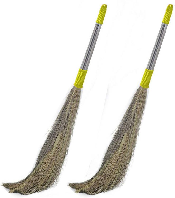 Signamio Premium Stainless Steel Grass Dry Broom (Yellow 2 Units