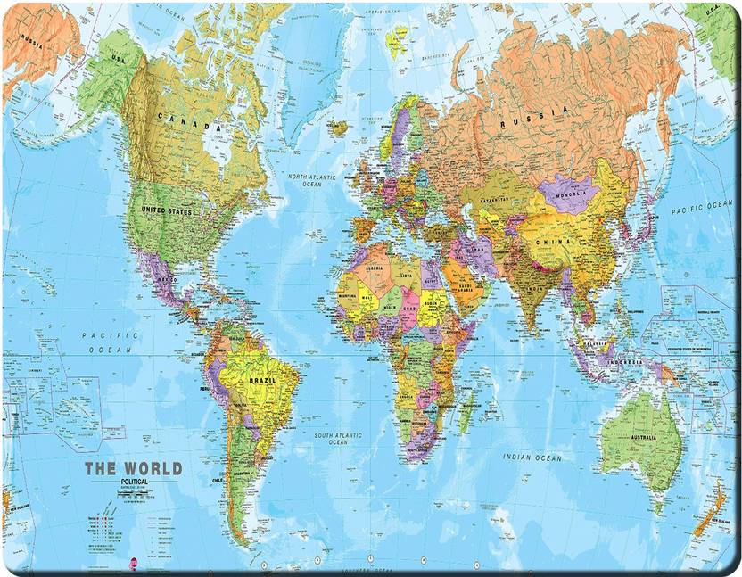 HOMYA Political World Map Design 3D Print High Resolution Mousepad