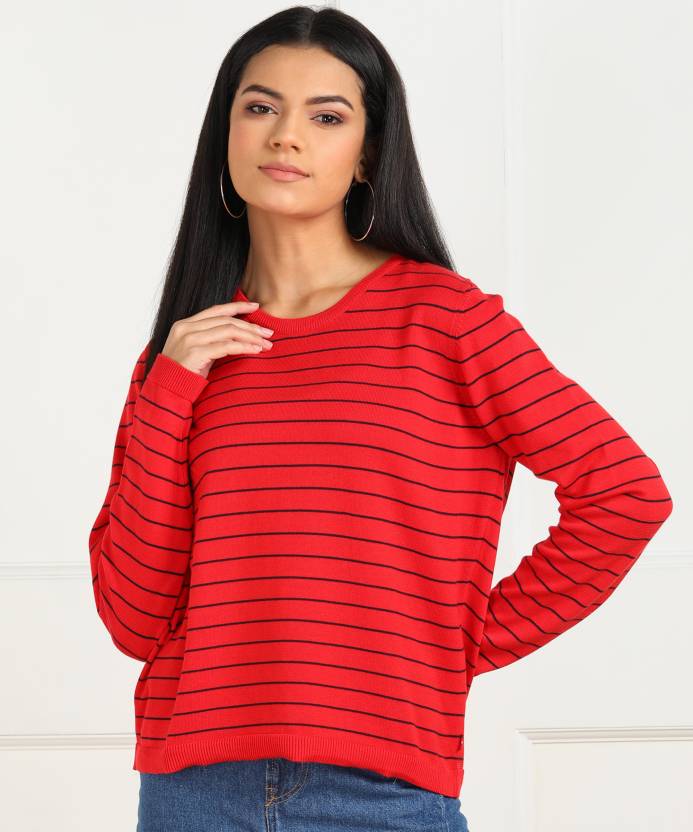 LEVI'S Striped Crew Neck Casual Women Red Sweater - Buy LEVI'S Striped Crew  Neck Casual Women Red Sweater Online at Best Prices in India 