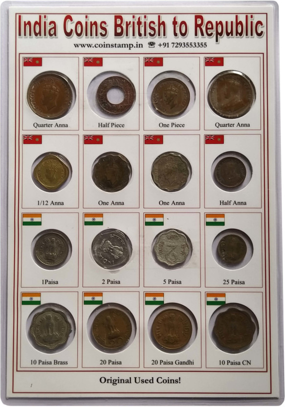 Coins & Stamps Coins and Stamps British India and Republic India Coins set of 16 Coins Medieval Coin Collection(16 Coins)