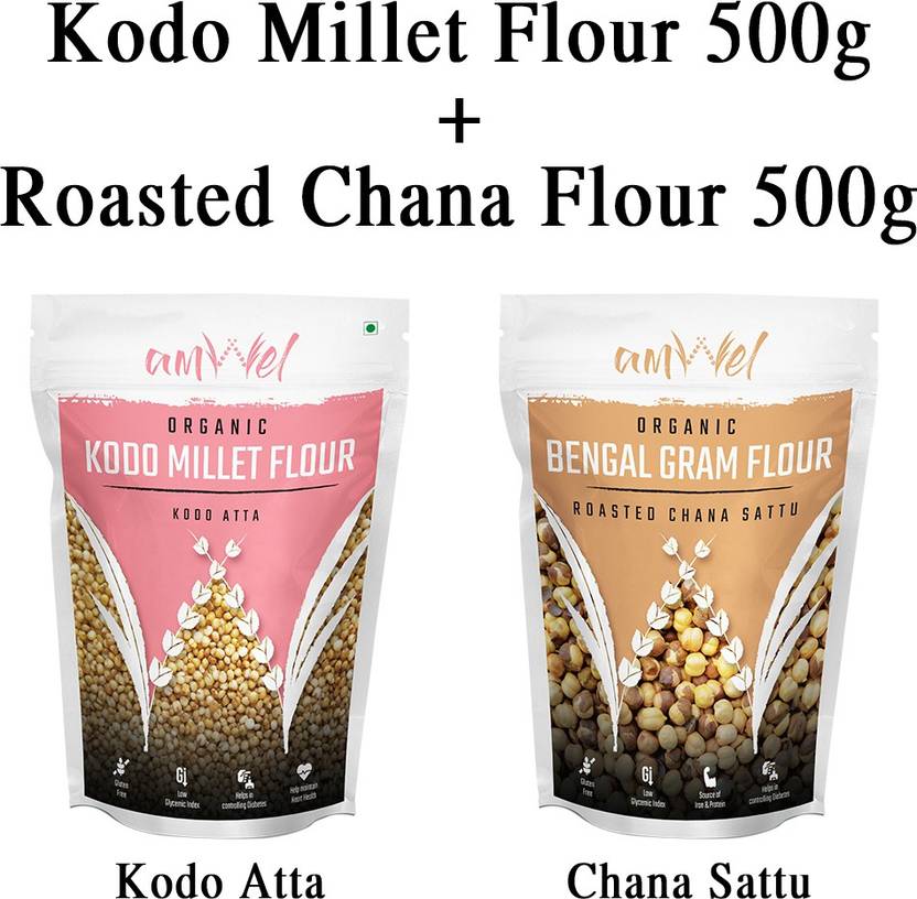 Amwel Combo of Kodo Millet Flour 500g + Bengal Gram Flour 500g (Pack of Two) Price in India