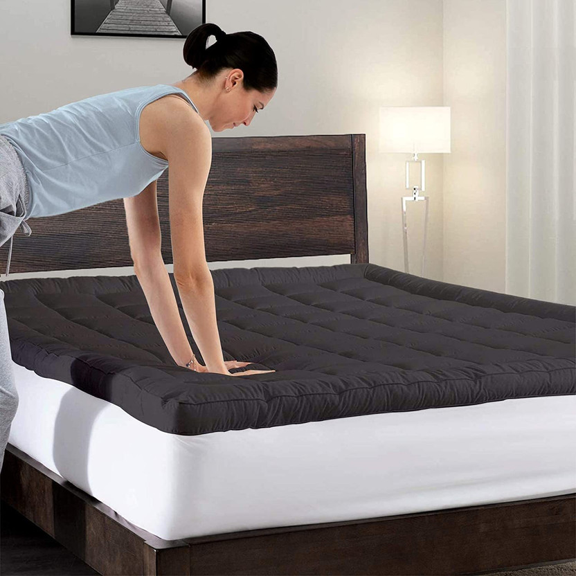 Comfowell 2 inch (5.08 cm) Single Size Microfibre Stretchable, Waterproof Mattress Topper(195 cm x 120 cm, Grey)