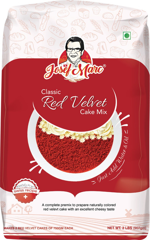 Josef Marc Classic Red Velvet Cake Premix, 2lbs(907g) - Red Velvet Cake Mix Powder | Formulated in Switzerland. 907 g