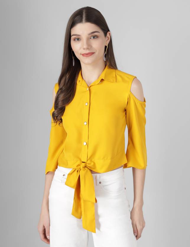 FAIRIANO Women Solid Casual Yellow Shirt - Buy FAIRIANO Women Solid Casual  Yellow Shirt Online at Best Prices in India 