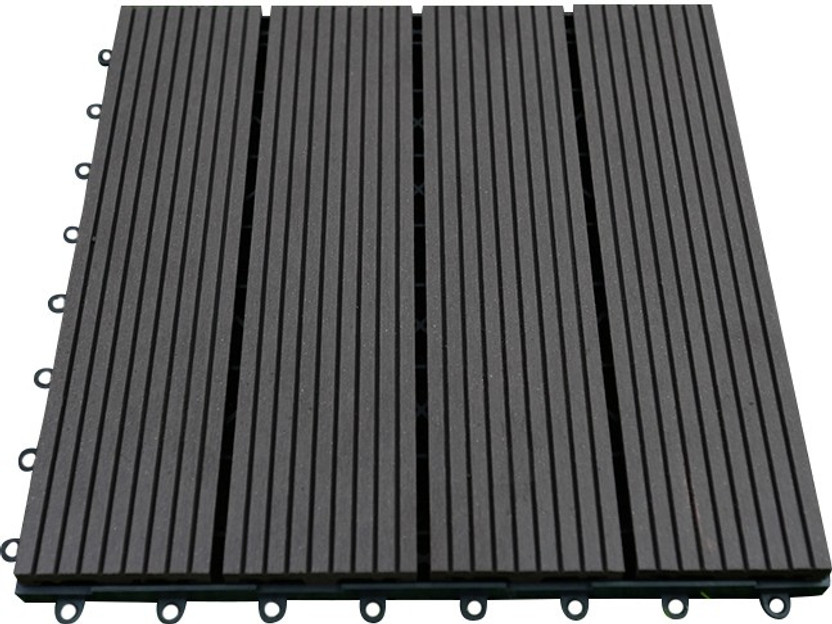 Elastic Wood and Plastic WPC DIY Decking Tile, Interlocking Wood Plastic Composite Panels for Balcony 300mm*300mm Matt Modern(Interlocking Tile)
