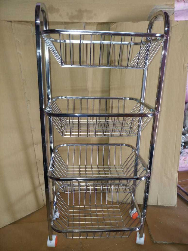 Kitchen Bazzar Stainless Steel Fruit & Vegetable Trolley Steel Kitchen Trolley(DIY(Do-It-Yourself))