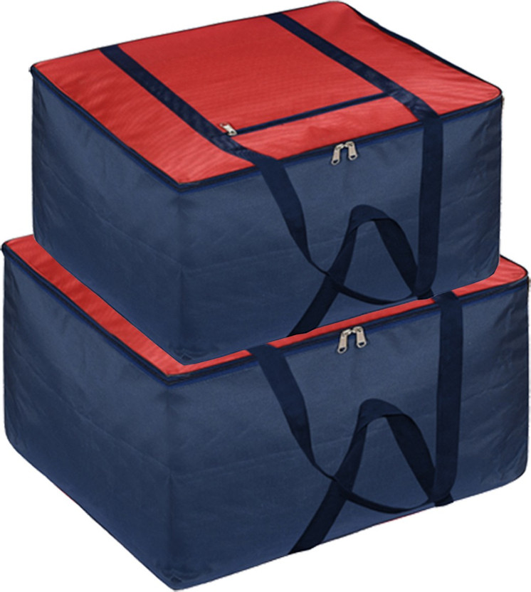KUBER INDUSTRIES Designer Large & Small Size Foldable Travel Duffle Bag, Underbed Storage Bag, Wardrobe organizer, Cloth Bag,Hospital Bag, Weekender Bag, Overnight Bag, Carry On Bag, Luggage And Sports Duffle Bag (Red & Royal Blue)-Pack of 2 F_26_KUBMART016785(Red & Royal Blue)