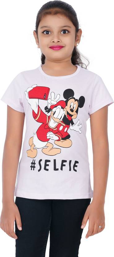 [Size 2 – 3 Years] DISNEY BY MISS & CHIEF Girls Graphic Print Pure Cotton T Shirt  (White, Pack of 1)