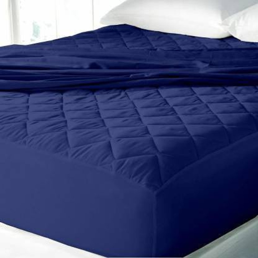 CRAZY WORLD King Size Fitted Polycotton Breathable, Stretchable, Waterproof Mattress Cover(198.12 cm x 182.88 cm, Blue)
