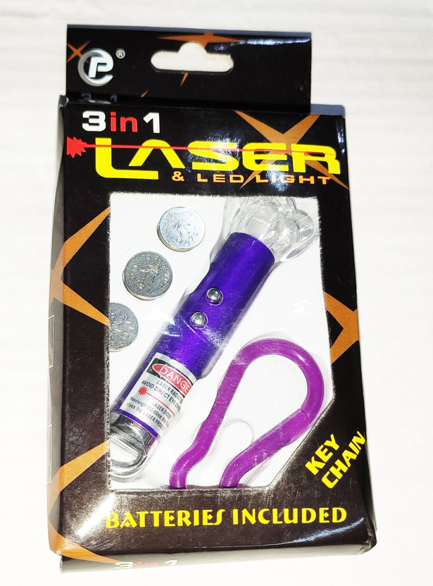 FLYmart Gag Toy 3 in 1 LASER LED LIGHT KEY CHAIN, SIZE- 7/1.5 CM, | Laser light with flashing LED Flower | Laser light Keychain for Kids LASER LIGHT Gag Toy(Purple)