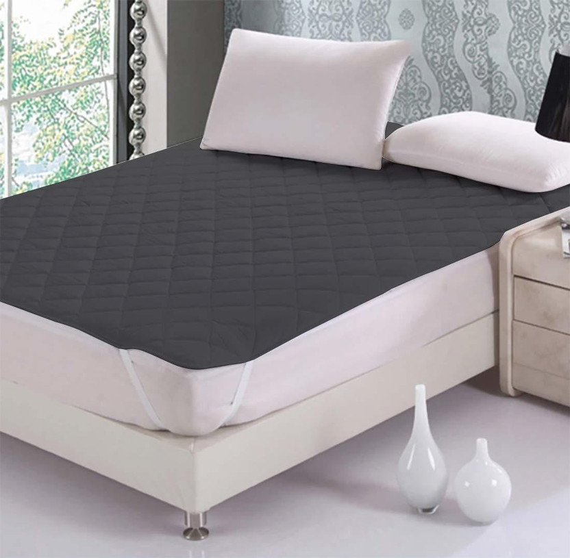 ZIB King Size Elastic Strap Polycotton Mattress Cover(198.12 cm x 182.88 cm, Black)