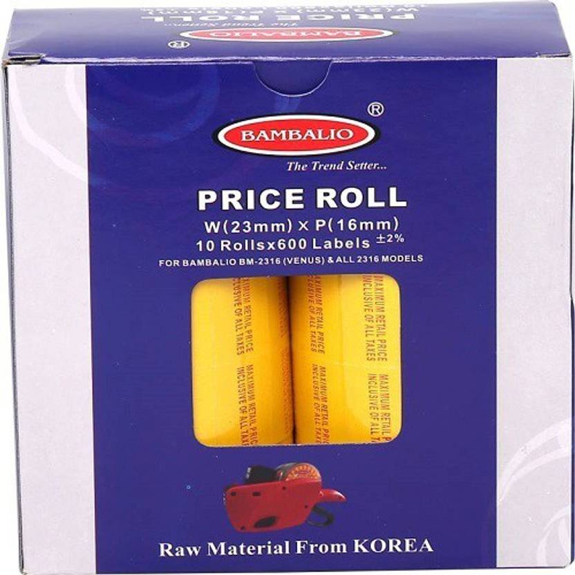 Bamablio 2 Line Yellow Colour With MRP Print Price Label Rolls Compatible with 2316 Labeling ...